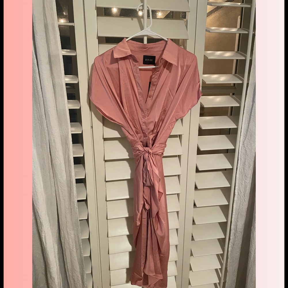 Small satin mauve /pink button waist wrapped skirt/dress NEW W/TAGS
